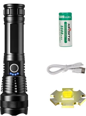 High Lumens Water Resistant Flashlight Bright Flashlights for Emergencies and Camping Gear Portable Flashlight with Zoomable Beam