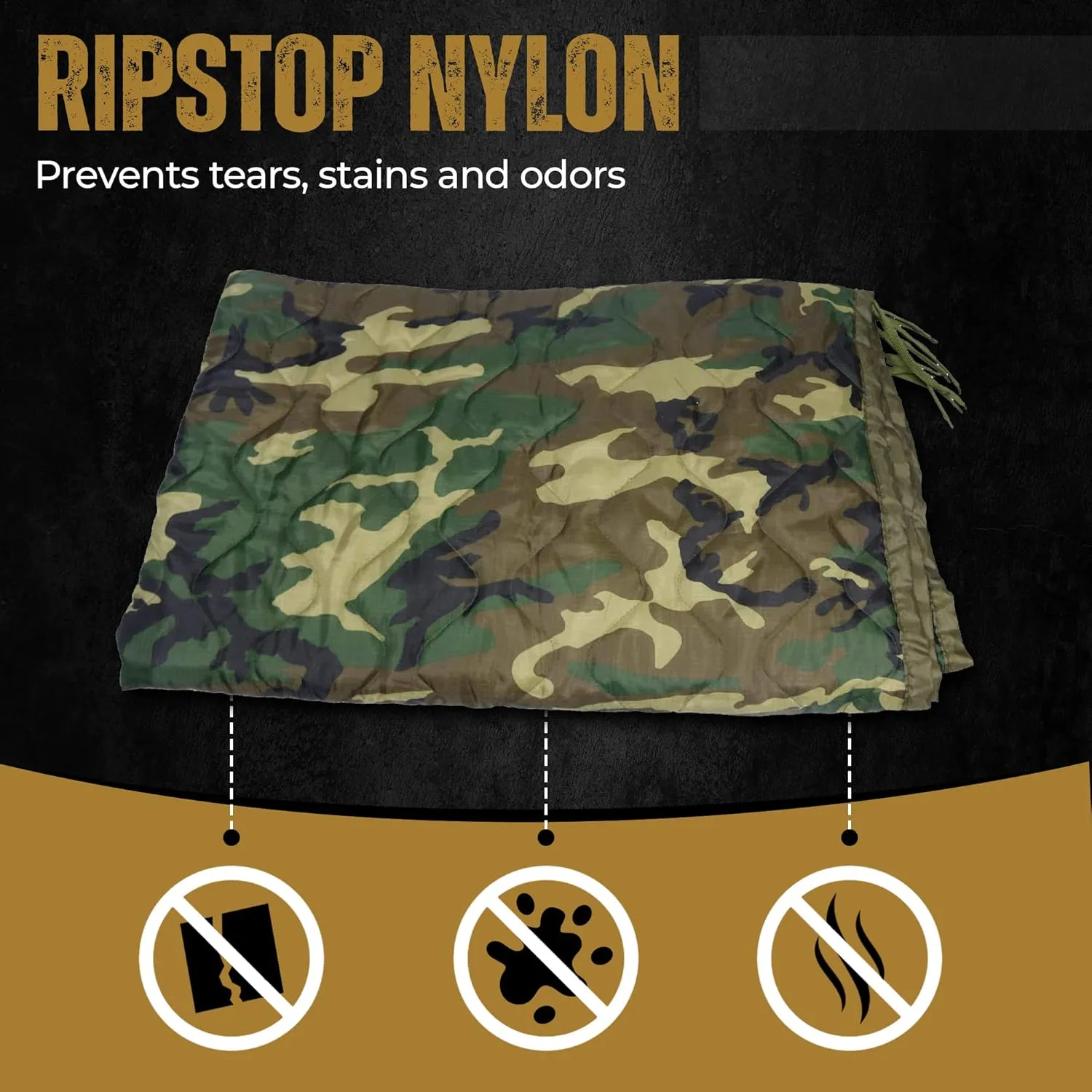 HighSpeedDaddy: Large Woobie Military Blanket & Poncho Liner for Camping & All Weather Use - Water Resistant   Ripstop - Lightweight, Thermal, Insulated - Tactical, Emergency, Outdoor - 82x60