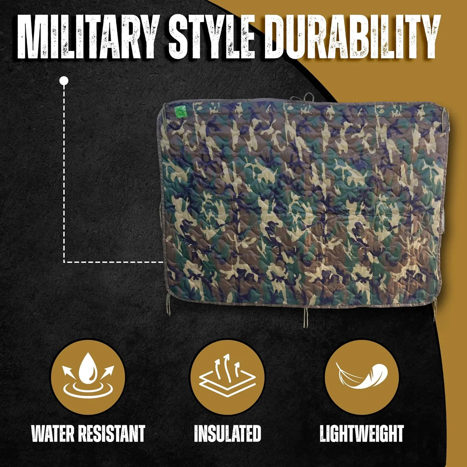 HighSpeedDaddy: Large Woobie Military Blanket & Poncho Liner for Camping & All Weather Use - Water Resistant   Ripstop - Lightweight, Thermal, Insulated - Tactical, Emergency, Outdoor - 82x60