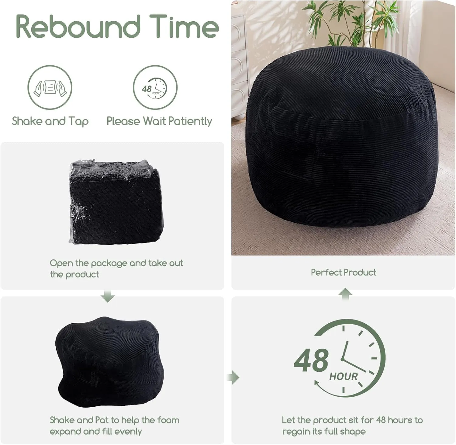 HIGOGOGO Giant Bean Bag Chair Bed for Adults,Convertible Beanbag Folds from Lazy Chair to Floor Mattress Bed,Large Floor Sofa Couch for Adult,Couples,Family,High-Density Foam Filling, Machine Washable