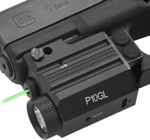 HiLight P10GL 500 lm Strobe Pistol Flashlight & Green Laser Sight Combo (USB Rechargeable: Built-in Battery   USB Charging Cord)