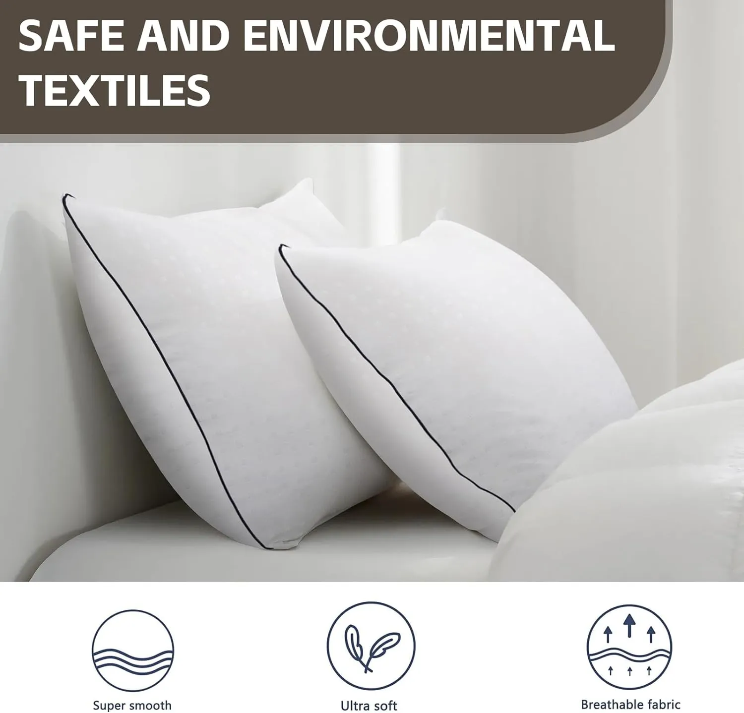 HIMOON Bed Pillows for Sleeping 4 Pack,Queen Size Cooling Pillows Set of 4,Top-end Microfiber Cover for Side Stomach Back Sleepers