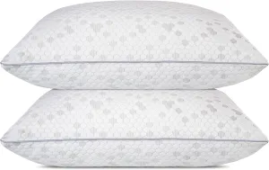 HIMOON Shredded Memory Foam Pillows, Medium Firm Queen Size Pillows 2 Pack,Couples Bed Pillows for Side Back Stomach Sleepers Set of 2