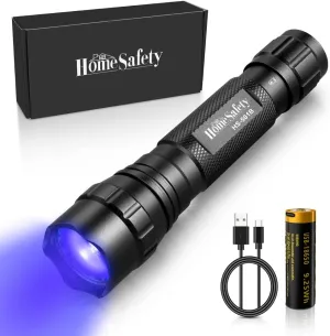 Home Safety 501B 395nm UV Flashlight, Small Blacklight Portable Black Light for for Pet Urine Finding & Mineral, Antique Detection, Scorpion Search, etc