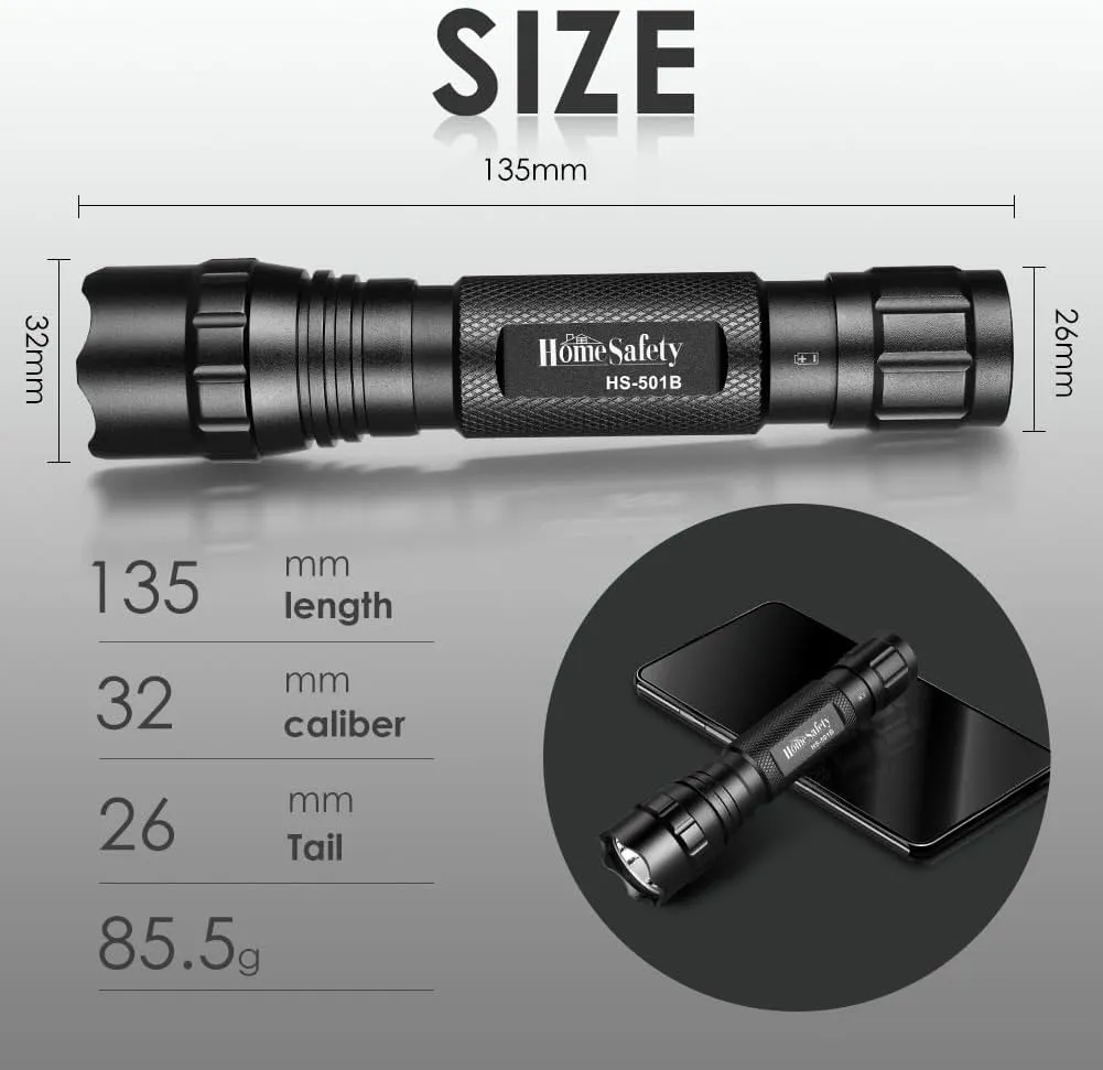 Home Safety 501B 395nm UV Flashlight, Small Blacklight Portable Black Light for for Pet Urine Finding & Mineral, Antique Detection, Scorpion Search, etc