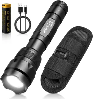 Home Safety 502F Small Tactical Flashlight with Holster, Zoomable Pocket LED Flashlight Duty Flash Light, IPX65 Waterproof, EDC Flashlight for Camping, Hiking, Emergency (1 Mode)