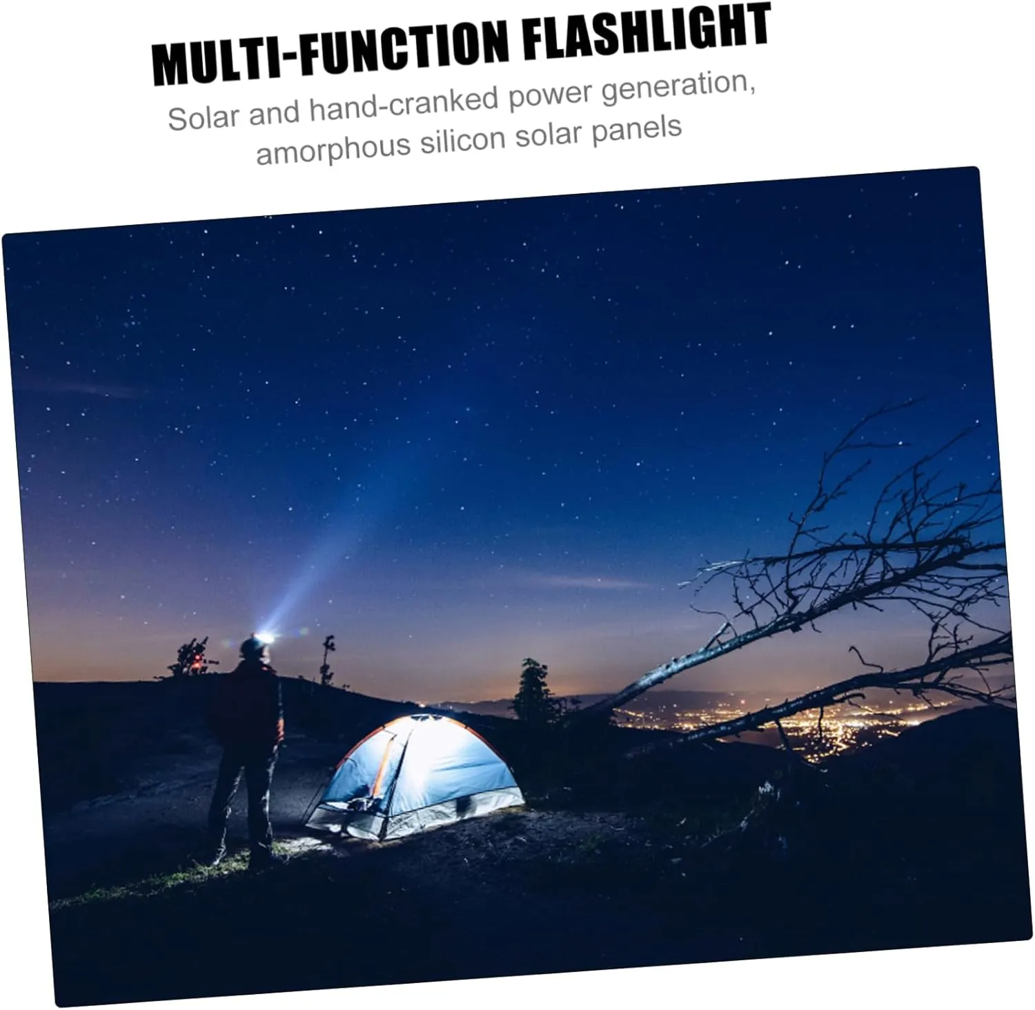 HOMSFOU 3pcs Rechargeable Flashlight Hand Crank Solar Powered Light Compact Survival Flashlight