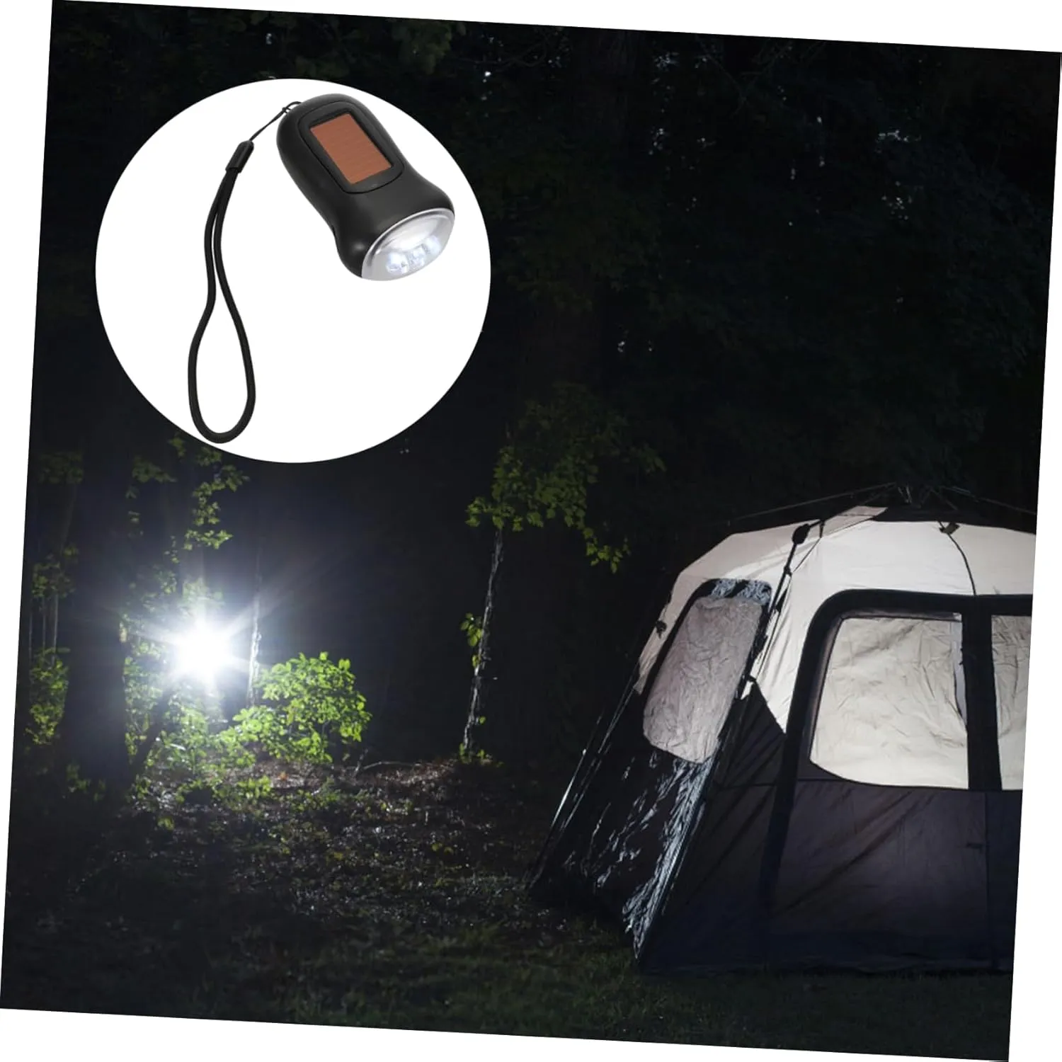 HOMSFOU 3pcs Rechargeable Flashlight Hand Crank Solar Powered Light Compact Survival Flashlight