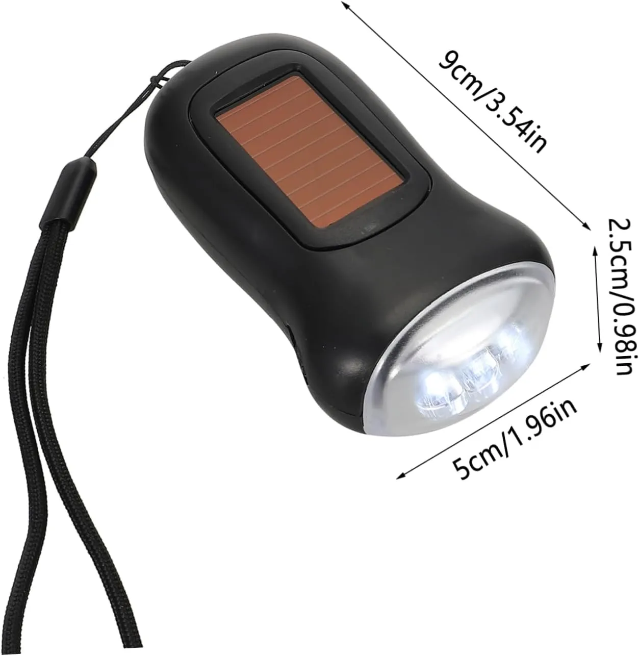HOMSFOU 3pcs Rechargeable Flashlight Hand Crank Solar Powered Light Compact Survival Flashlight