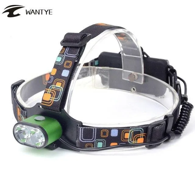 Hot USB Headlamp 6000 Lumen XML T6 3 Mode LED Head Light Camping Fishing Head Flashlight Torch 18650 Battery AC/Charger USB Line