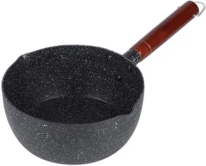 Household Kitchen Aluminum Non-Stick Stone Pot Soup Pot Milk Pan with Wooden Handle, for Frying, Roasting, Stewing, Frying or Grilling.-18cm