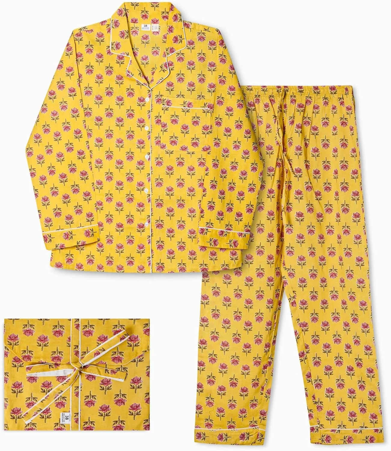 Huar Cotton Pajamas for Women Set - Luxurious Cotton Womens Pajama Sets - Comfortable PJ Set, Breathable & Light Pjs