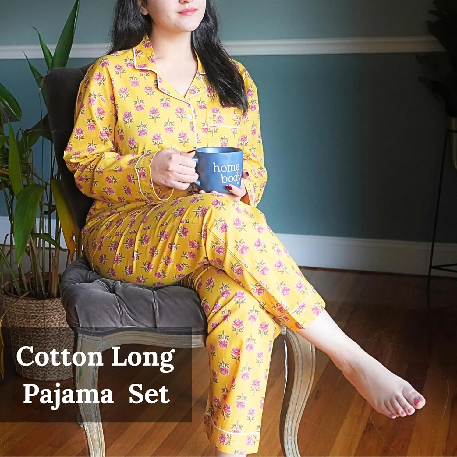 Huar Cotton Pajamas for Women Set - Luxurious Cotton Womens Pajama Sets - Comfortable PJ Set, Breathable & Light Pjs