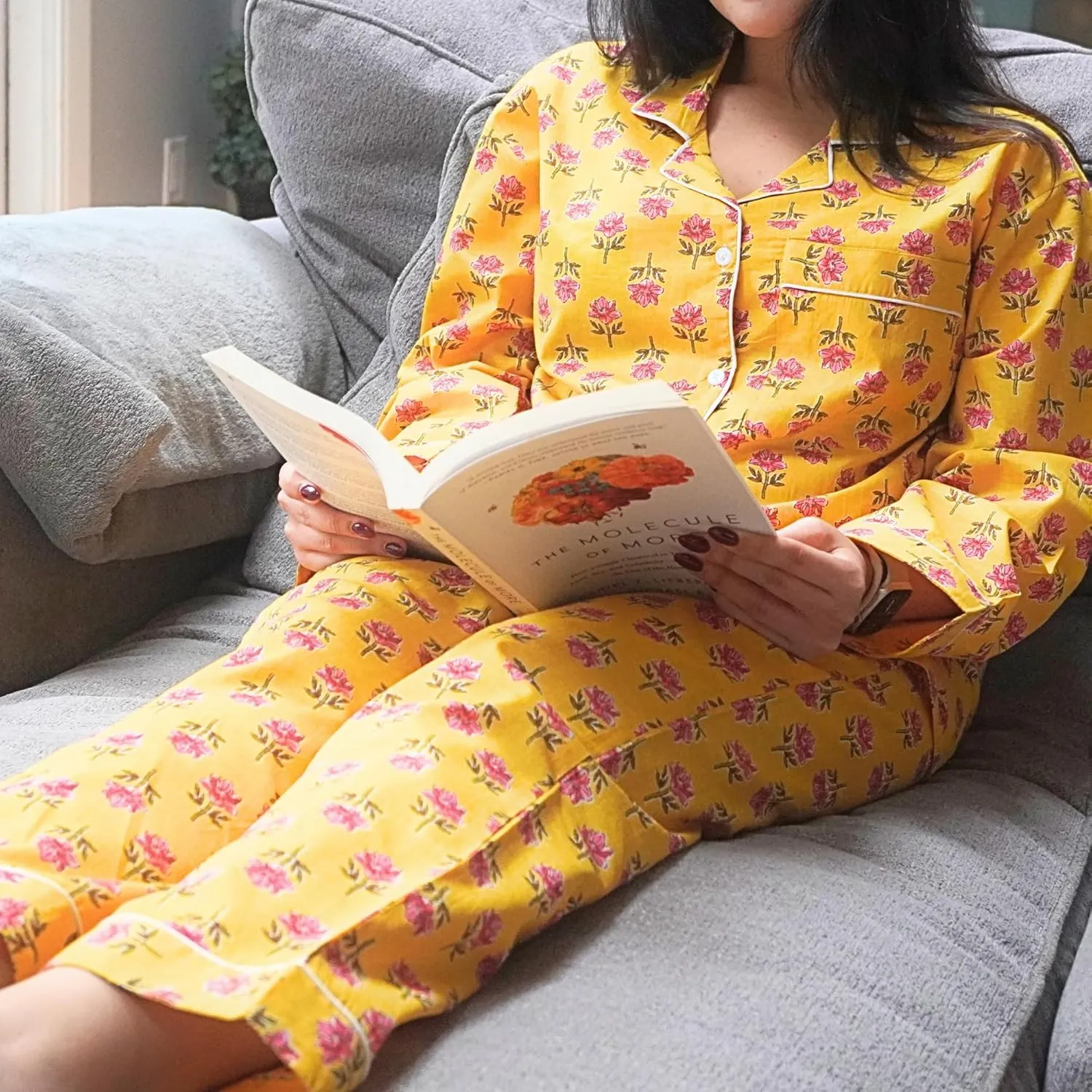 Huar Cotton Pajamas for Women Set - Luxurious Cotton Womens Pajama Sets - Comfortable PJ Set, Breathable & Light Pjs
