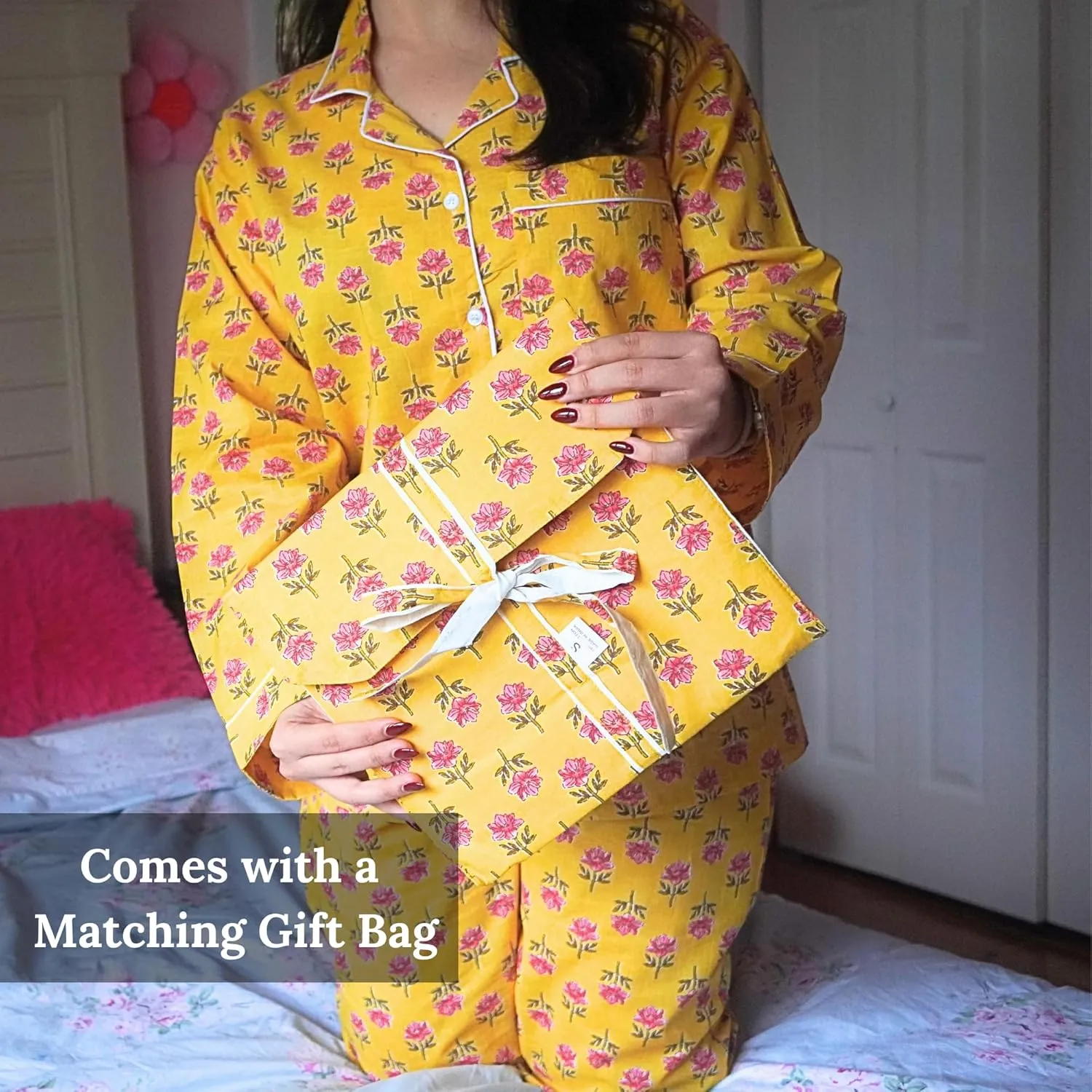 Huar Cotton Pajamas for Women Set - Luxurious Cotton Womens Pajama Sets - Comfortable PJ Set, Breathable & Light Pjs