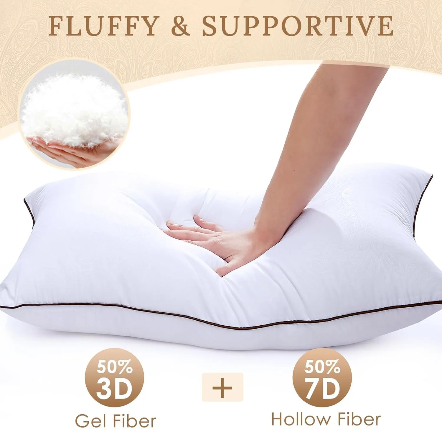HUXMEYSON Pillows Standard Size Set of 4, Bed Pillows Set of 4, Down Alternative Luxury Hotel Pillows for Sleeping，Standard Pillows Set of 4 for Side and Back Sleepers, White