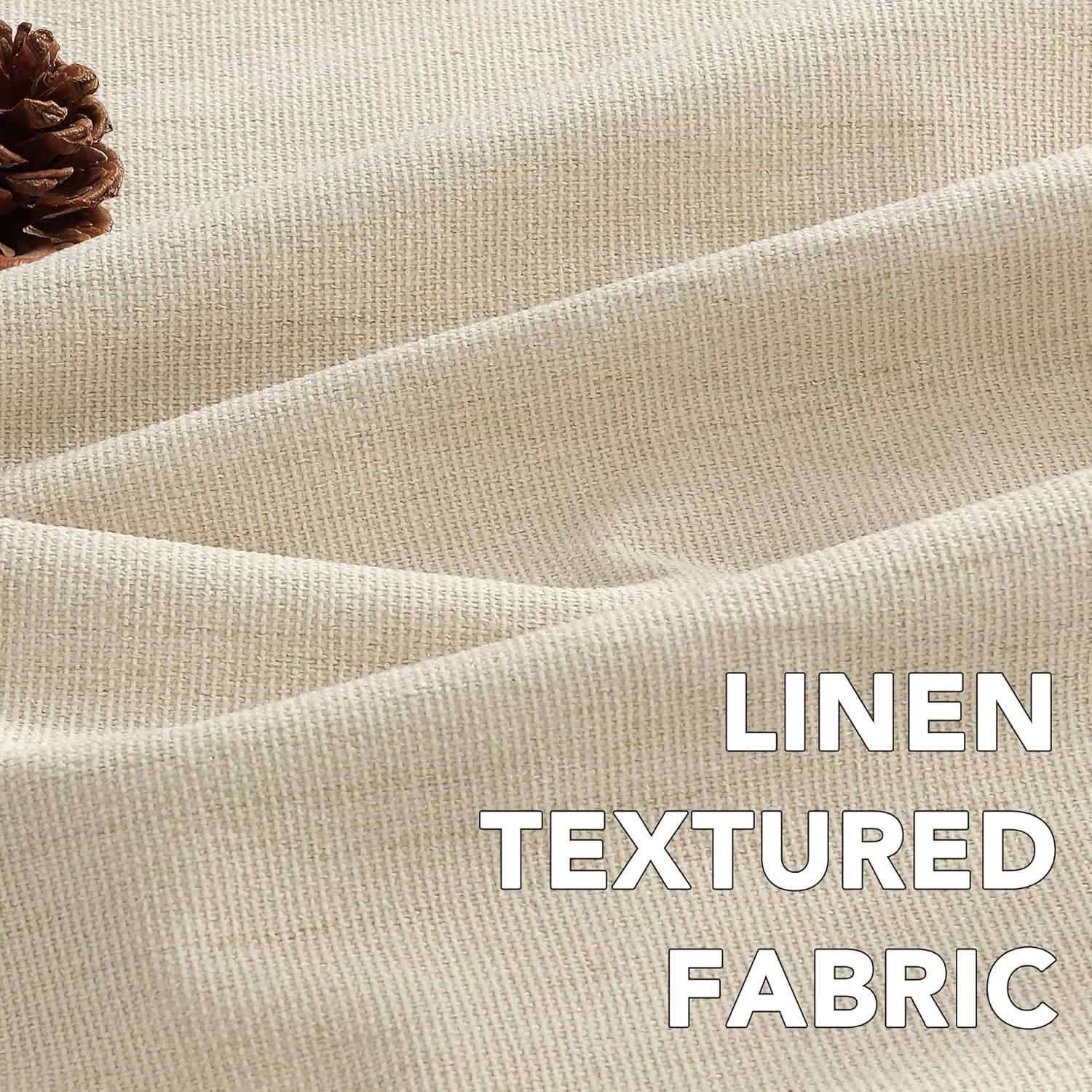 H.VERSAILTEX Pinch Pleated Full Blackout Curtains Linen Blended Chenille Blackout Curtains 84 inch 2 Panels Bedroom Thermal Insulated Farmhouse Neutral Track Drapes with Hooks, Heather Bleached Sand