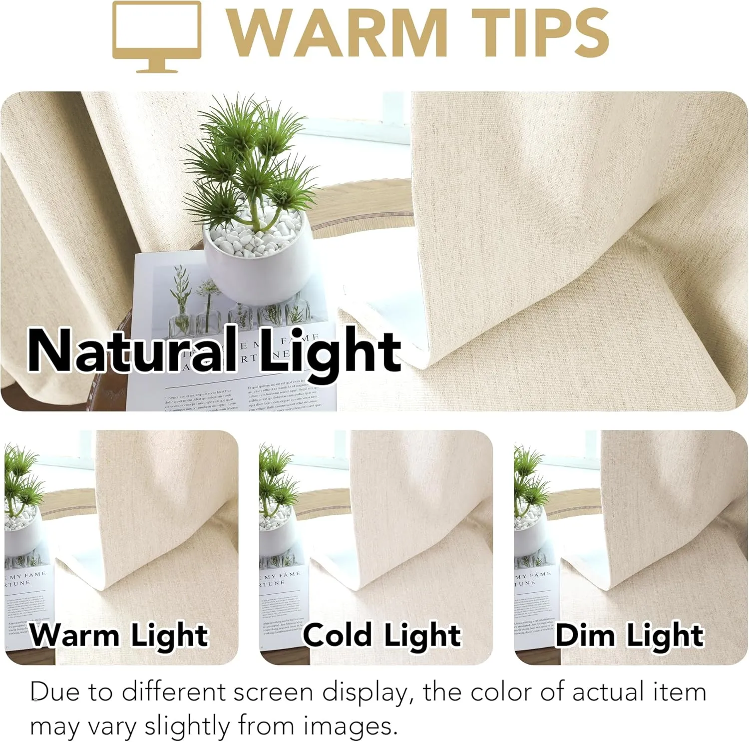 H.VERSAILTEX Pinch Pleated Full Blackout Curtains Linen Blended Chenille Blackout Curtains 84 inch 2 Panels Bedroom Thermal Insulated Farmhouse Neutral Track Drapes with Hooks, Heather Bleached Sand