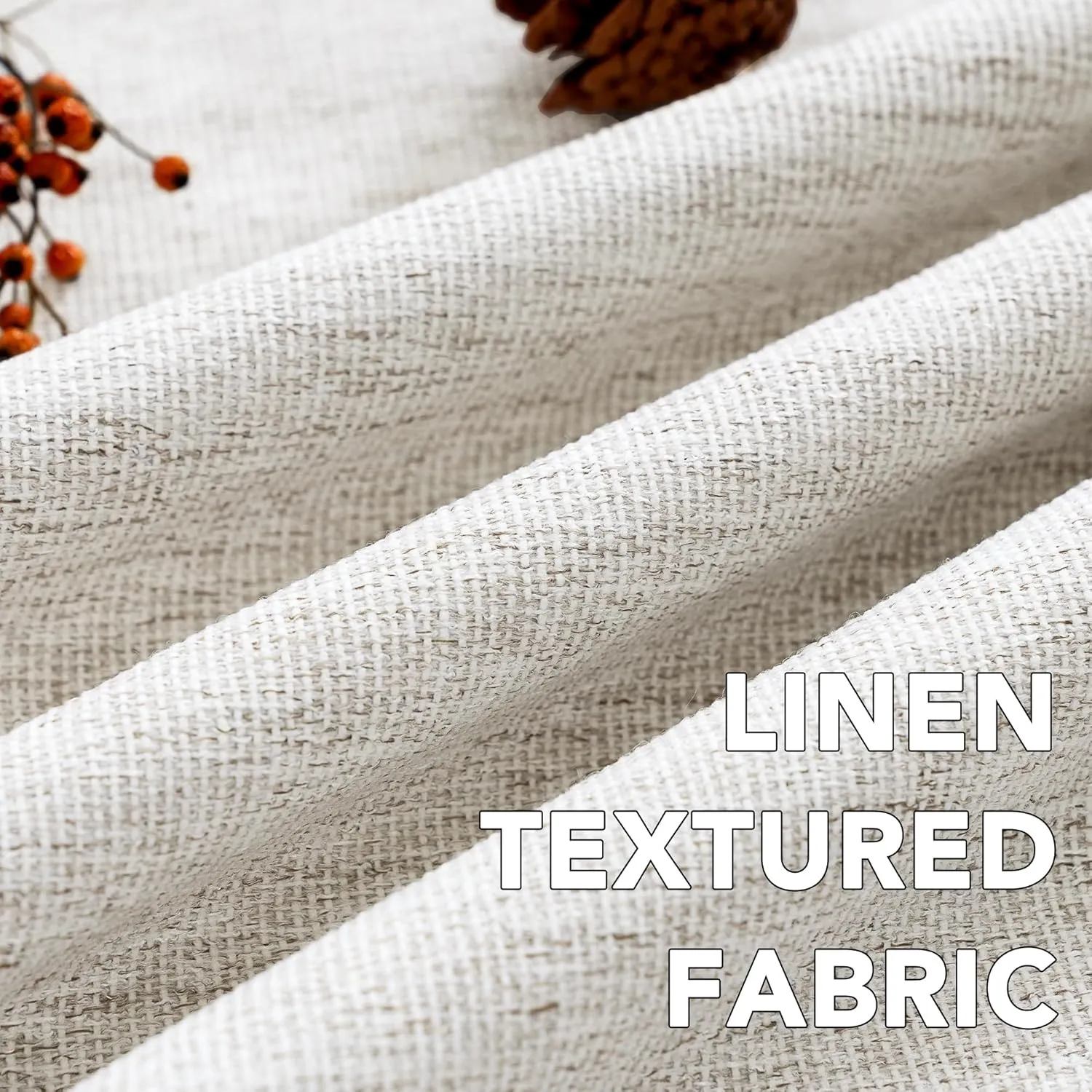 H.VERSAILTEX Pinch Pleated Full Blackout Curtains Linen Blended Chenille Blackout Curtains 84 inch Length 2 Panels Bedroom Thermal Insulated Farmhouse Neutral Track Drapes with Hooks, Heather Ivory