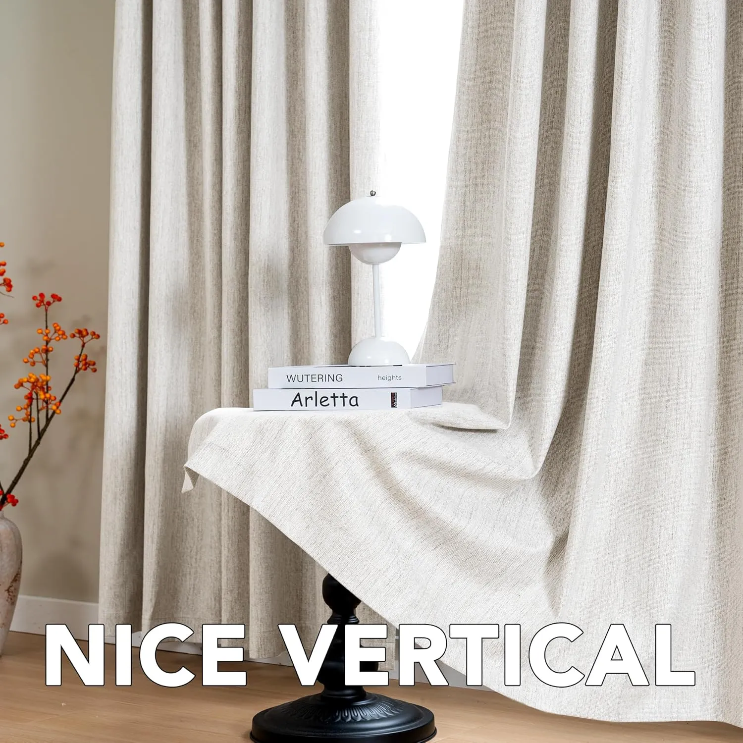 H.VERSAILTEX Pinch Pleated Full Blackout Curtains Linen Blended Chenille Blackout Curtains 84 inch Length 2 Panels Bedroom Thermal Insulated Farmhouse Neutral Track Drapes with Hooks, Heather Ivory