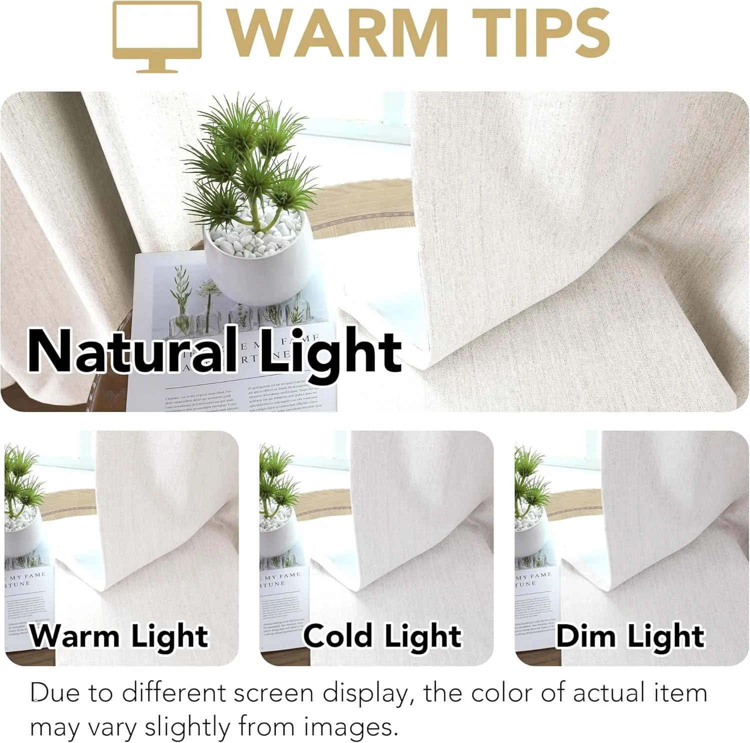 H.VERSAILTEX Pinch Pleated Full Blackout Curtains Linen Blended Chenille Blackout Curtains 84 inch Length 2 Panels Bedroom Thermal Insulated Farmhouse Neutral Track Drapes with Hooks, Heather Ivory