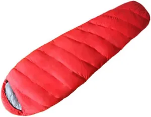 Hydrophobic Down Sleeping Bag with Lightweight 3 Season Men’s and Women’s Mummy Bag Designed for Backpacking