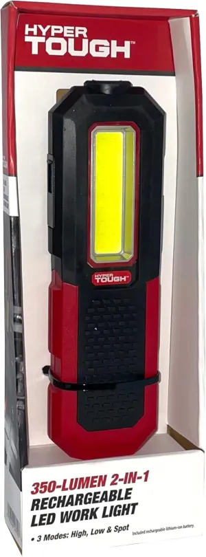 HyperTough 350-LUMEN Rechargeable LED Work Light Strong Magnet Pivoting Stand Flashlight USB Powered by Lithium-ION Battery