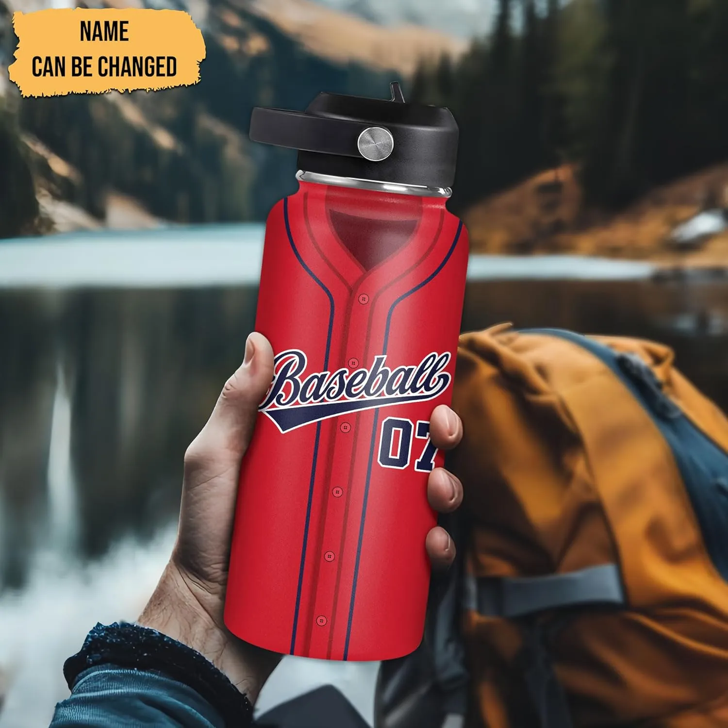 Hyturtle Personalized Baseball Water Bottle - Travel Insulated Stainless Steel Bottle with Leak-Proof Lid 18oz 32oz - Gift for Men, Boys, Baseball Lovers, Players, Coaches - Birthday & Christmas Gift