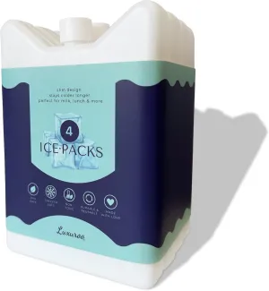 ICE Slim Design Reusable BPA Free Non-Toxic Breast Milk Ice Packs Cold Freezer Packs for Breastmilk Storage Baby Bottles Lunch Coolers Day Care Breastfeeding Pumping Moms (Set of 4, White)