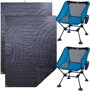 iClimb 2 Anti-Sinking Large Feet Chair and 2 3M Thinsulate Insulation Warm Blanket Bundle, Ultralight Compact for Two Adults Outdoor Backpacking Hiking Camping Beach Concert