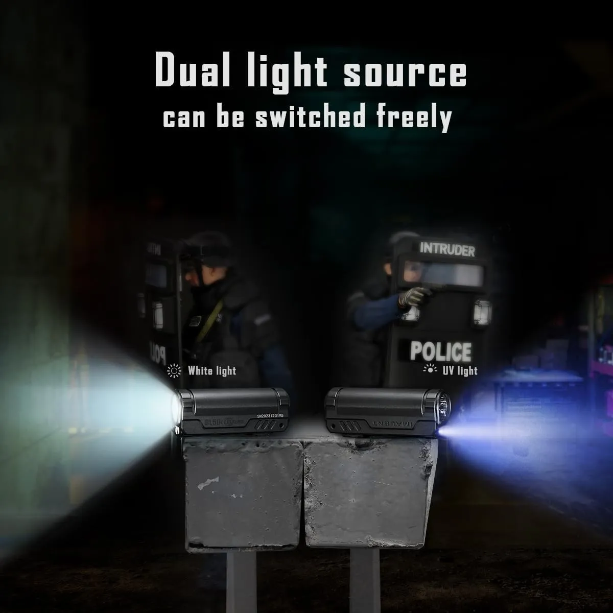 IMALENT BL50 Rechargeable EDC Flashlight 3600 Lumens, UV Light and White LED, High Lumens Portable Flashlights Dual Light Source Pocket Lights for Emergency and Camping (Blue)