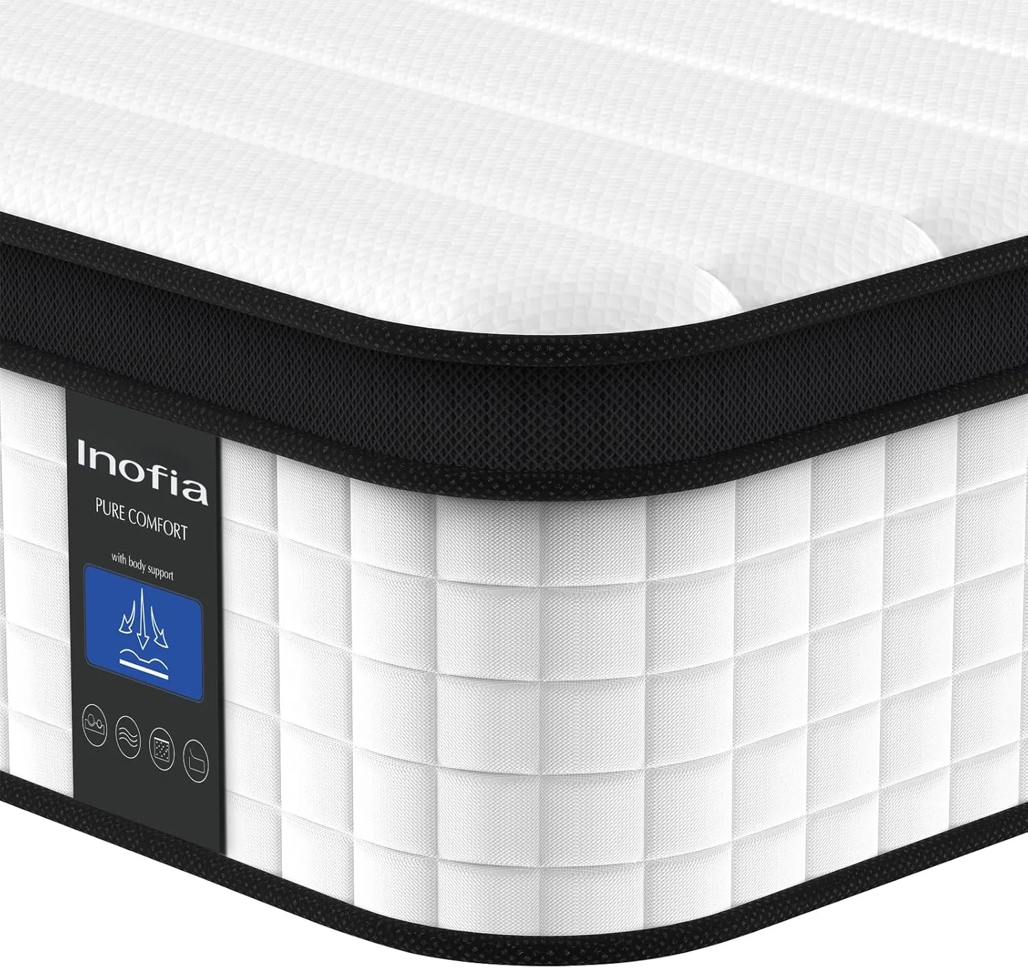 Inofia Twin XL Mattress, 12 Inch Hybrid Innerspring Single Mattress Cool Bed, Breathable Soft Knitted Fabric Cover, Twin XL Size
