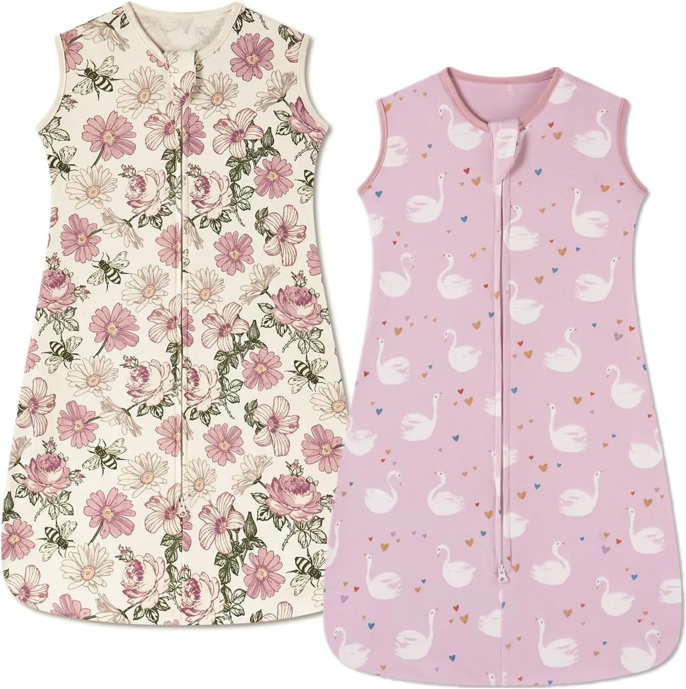 insular Wearable Blanket 2 Pack Cotton Baby Sleep Sack with 2-Way Zipper for Boys Girls Unisex
