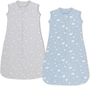 insular Wearable Blanket 2 Pack Cotton Baby Sleep Sack with 2-Way Zipper for Boys Girls Unisex