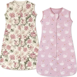 insular Wearable Blanket 2 Pack Cotton Baby Sleep Sack with 2-Way Zipper for Boys Girls Unisex