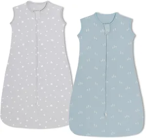 insular Wearable Blanket 2 Pack Cotton Baby Sleep Sack with 2-Way Zipper for Boys Girls Unisex