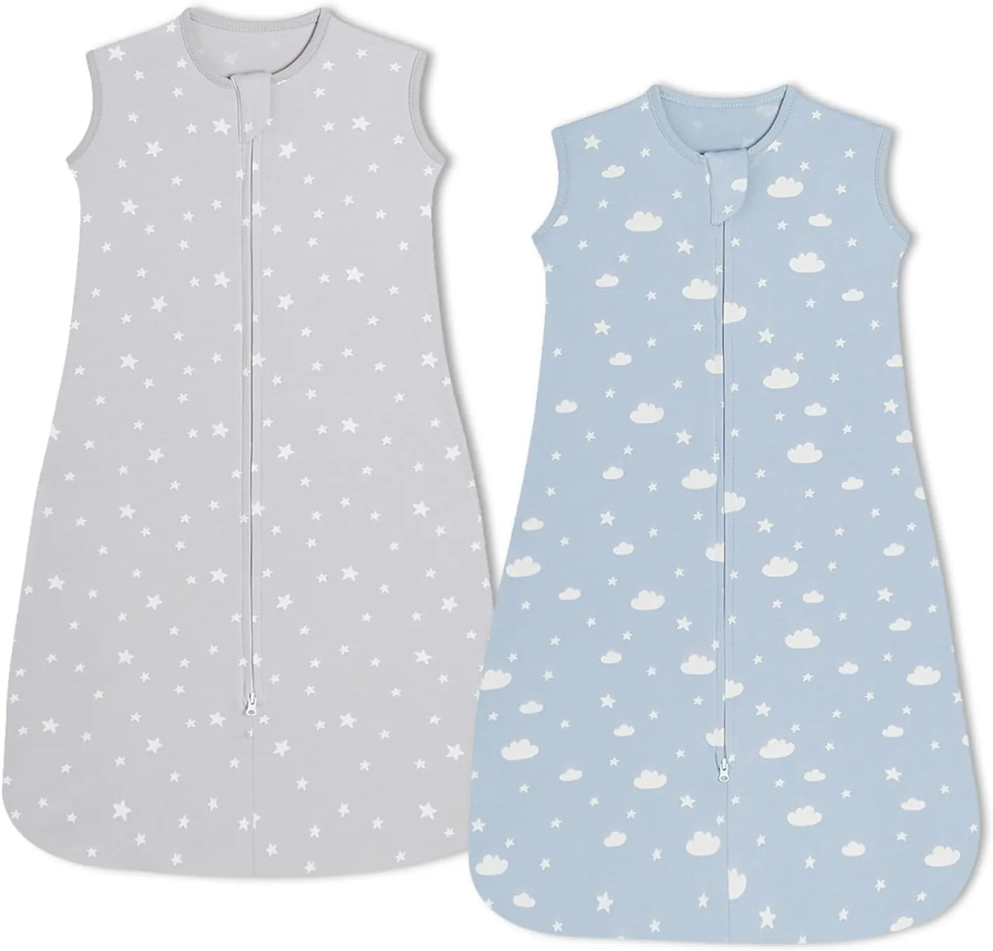 insular Wearable Blanket 2 Pack Cotton Baby Sleep Sack with 2-Way Zipper for Boys Girls Unisex