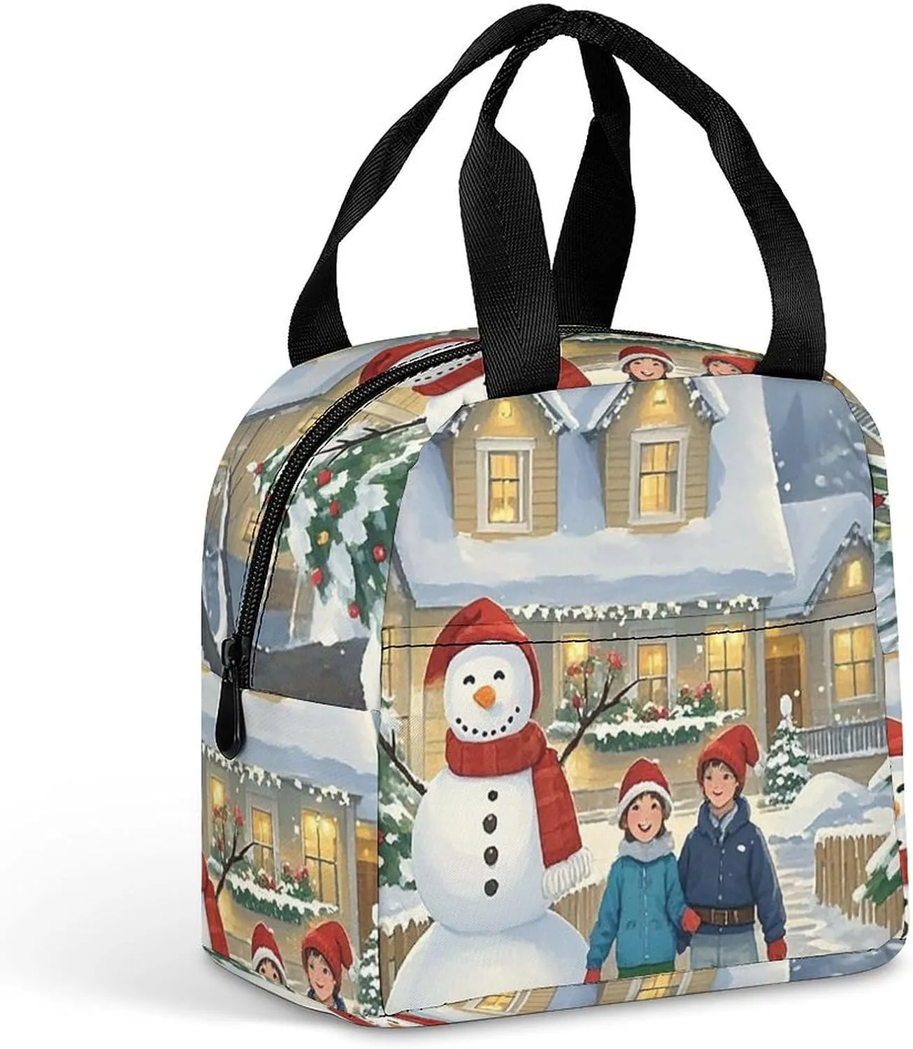 Insulated Lunch Bag Meal Bag, Happy Atmosphere Printed Wide Opening Lunch Bag Reusable Leak-proof Meal Bag for Work Picnic Beach Trip Office Travel