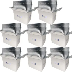 Insulated Shipping Boxes with Liners, 8 Pack 15'' x 10'' x 11'' Small Cold Shipping Boxes, for Perishable Frozen Food Shipping, White (TB151011L-8)