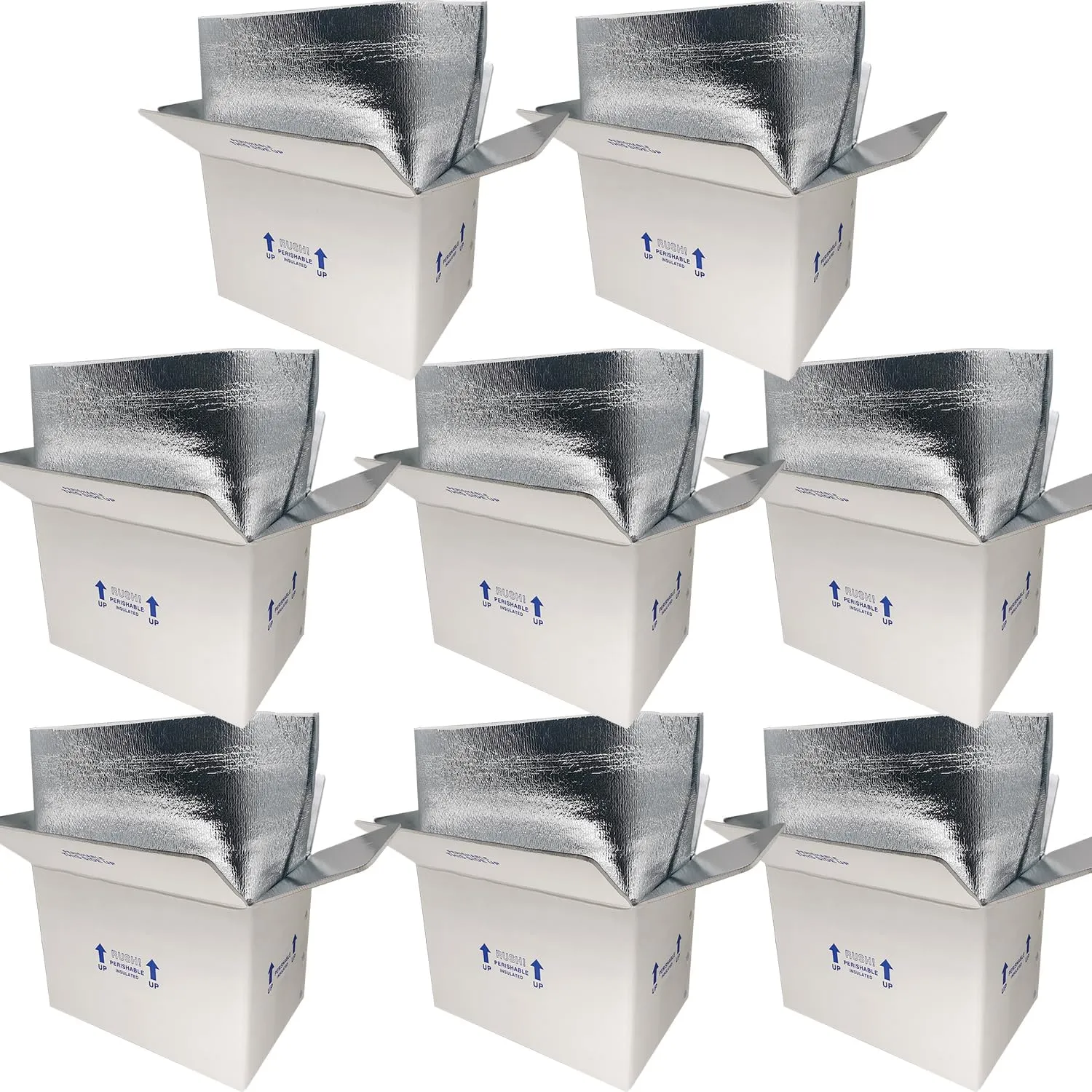 Insulated Shipping Boxes with Liners, 8 Pack 15'' x 10'' x 11'' Small Cold Shipping Boxes, for Perishable Frozen Food Shipping, White (TB151011L-8)