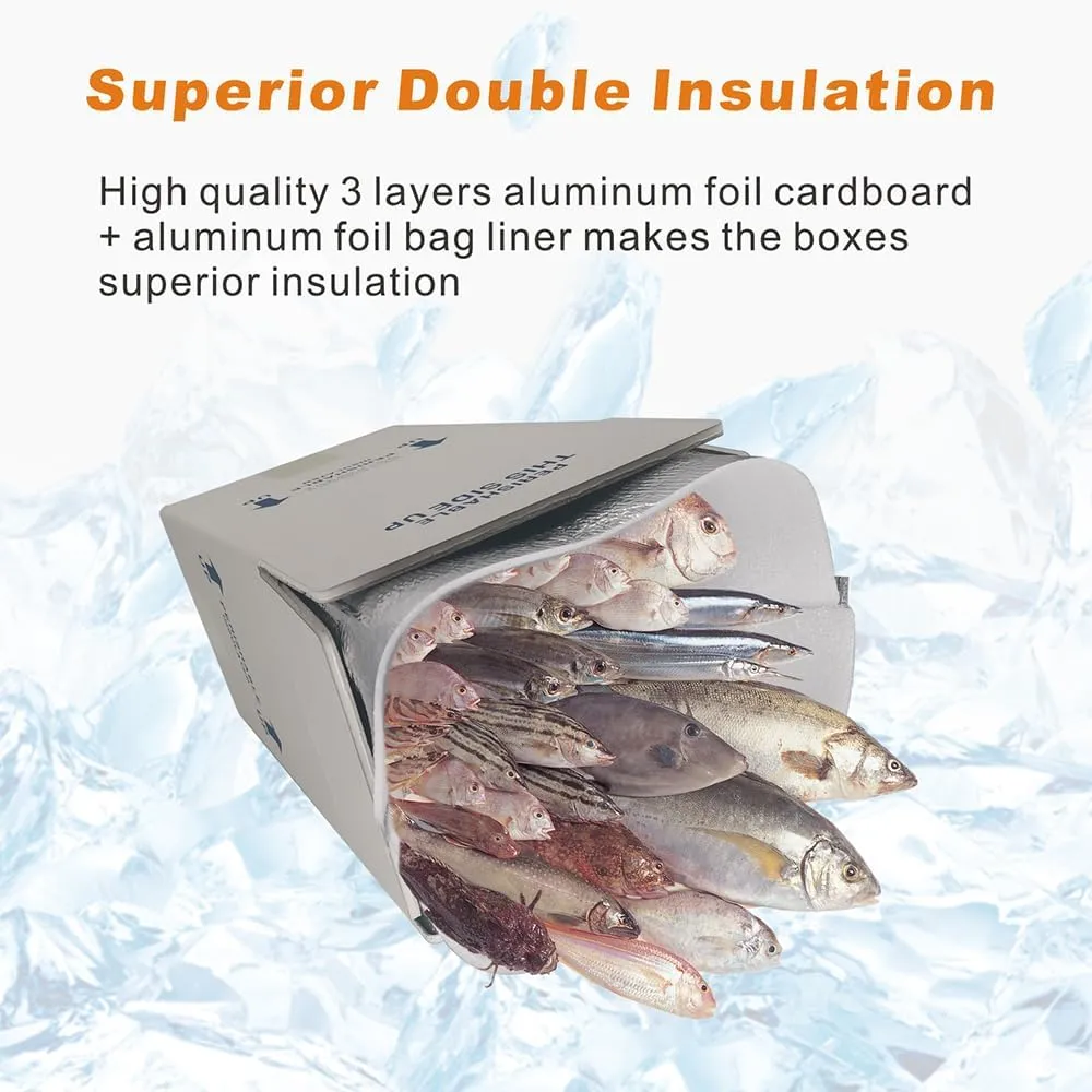 Insulated Shipping Boxes with Liners, 8 Pack 15'' x 10'' x 11'' Small Cold Shipping Boxes, for Perishable Frozen Food Shipping, White (TB151011L-8)