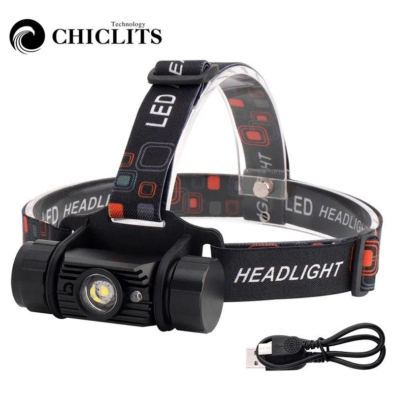 IR Sensor Headlight USB Rechargeable LED Headlamp Flashlight Waterproof Camping Hunting Head Torch Light 18650 Battery