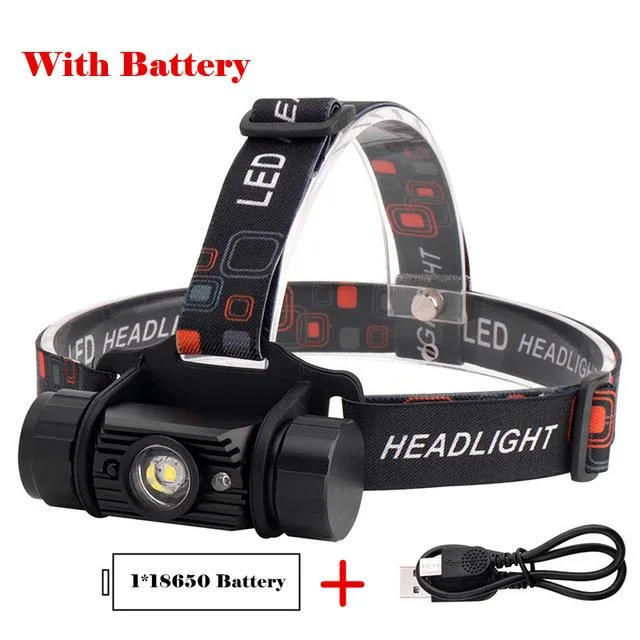 IR Sensor Headlight USB Rechargeable LED Headlamp Flashlight Waterproof Camping Hunting Head Torch Light 18650 Battery