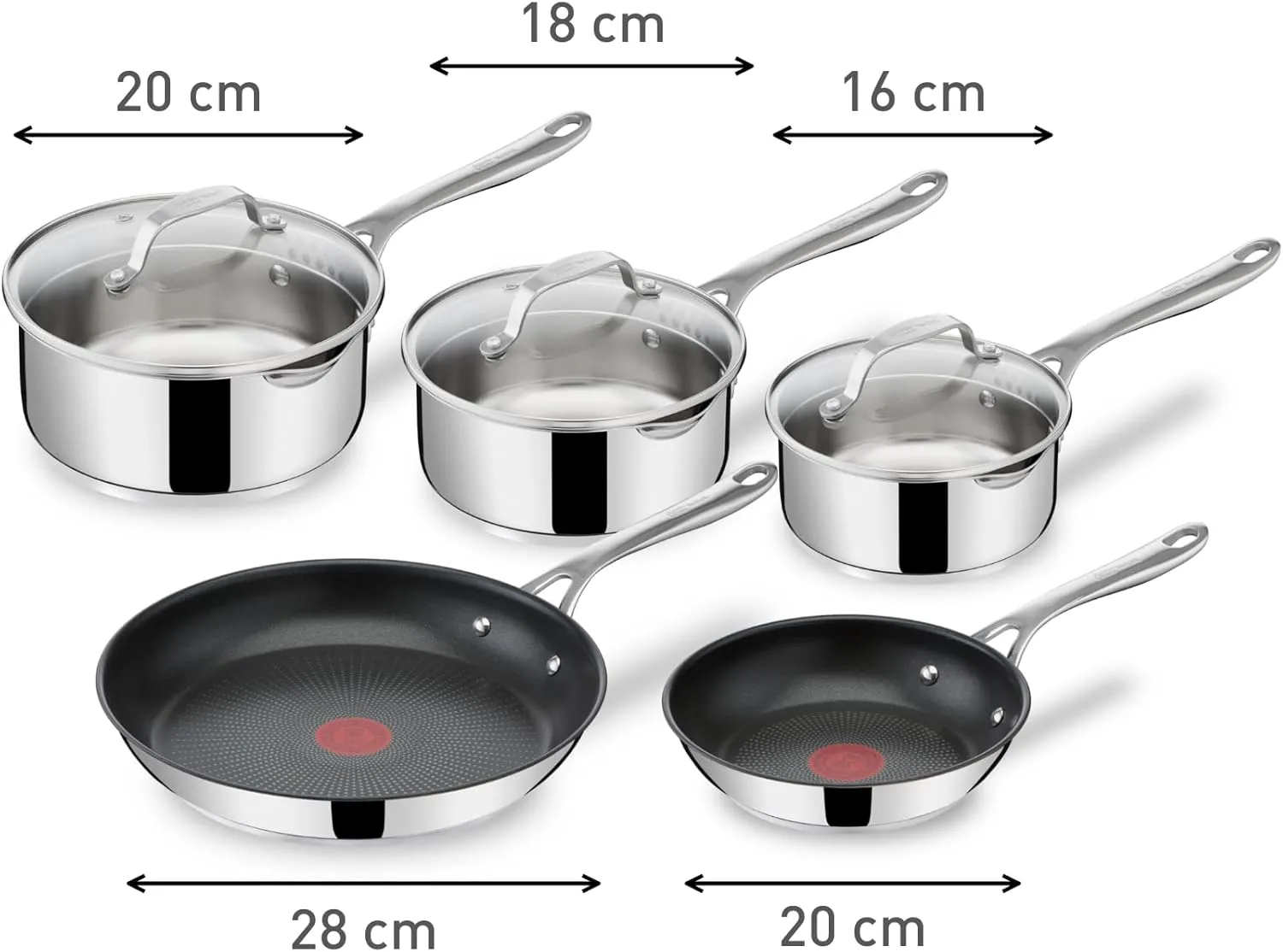 Jamie Oliver by Tefal Cook's Direct Stainless Steel 5 Piece Cookware Set – – E304S544