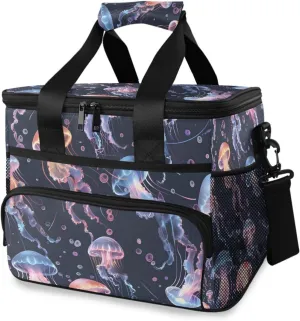 Jellyfish Dark Ocean Cooler Bag Insulated Cooler Soft Sided Cooler 24 Can Portable Picnic Bag Large Leakproof Lunch Bag Box for Beach Grocery Camping Travel Car Men Women