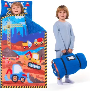 JOIEDOMI Toddler Nap Mat with Pillow & Blanket 55''*30'' for Kids Ages 3-7 Years Roll Up Nap Mat for Preschool Soft Kids Sleeping Bag for Boys Girls Kindergarten Daycare Sleepover