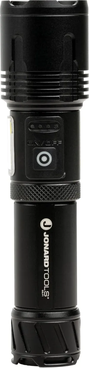 Jonard Tools Solis SOL-F1 Rechargeable Tactical Flashlight - 1500 Lumens, IPX4 Rated, Adjustable Zoom Head, Hands-Free Magnetic Base