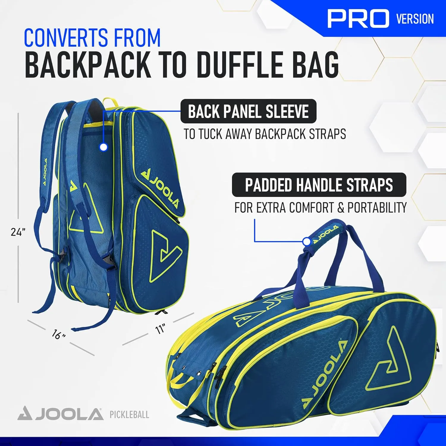 JOOLA Tour Elite Pro Pickleball Bag – Backpack & Duffle Bag for Paddles & Pickleball Accessories – Thermal Insulated Pockets Hold 4  Paddles - Includes Fence Hook