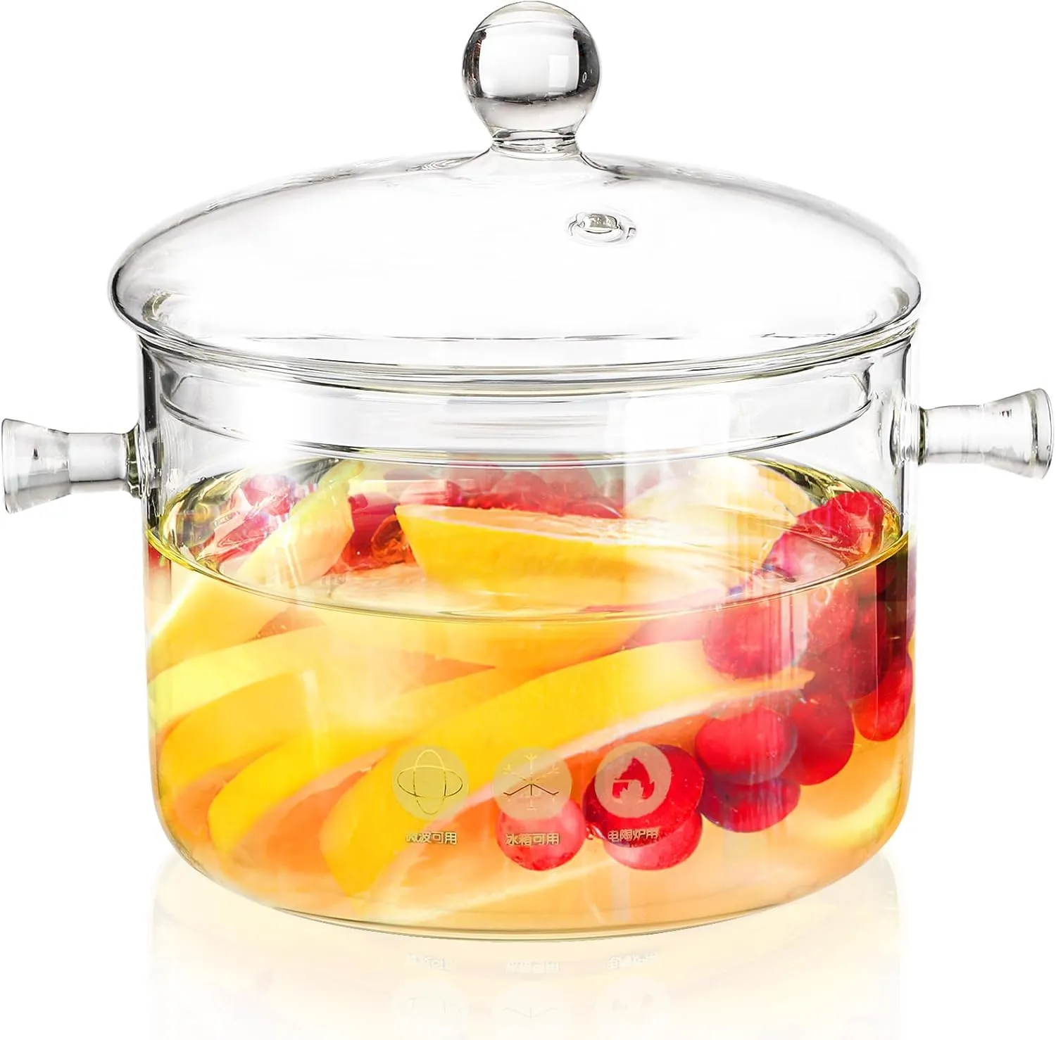 Jucoan 1.5L/50oz Glass Saucepan with Cover, Heat Resistant Stovetop Glass Cooking Pot with Lid for Pasta Noodle, Soup, Milk, Clear Glass Simmer Pot for Spring Holiday Home Fragrance