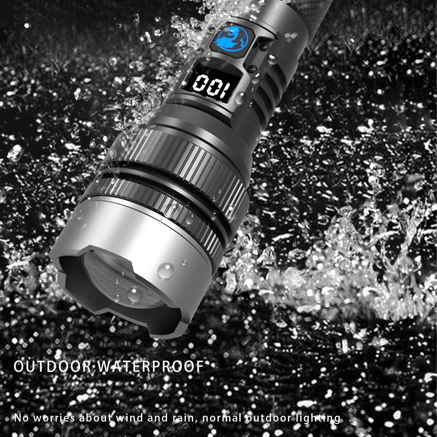 Juyafio Powerful Flashlight 150000 Lumens, USB Rechargeable Waterproof, The Ultimate Survival Flashlight, Super Powerful Brightest Led Flashlight, Zoomable for Hiking (1, Black, 6.6in*1.1in*1.57in)